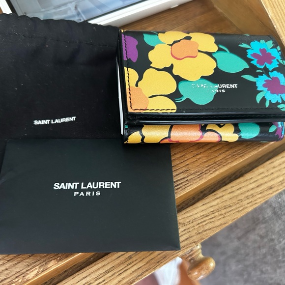 Saint Laurent compact leather wallet - FLORAL - EUC - Picture 8 of 11